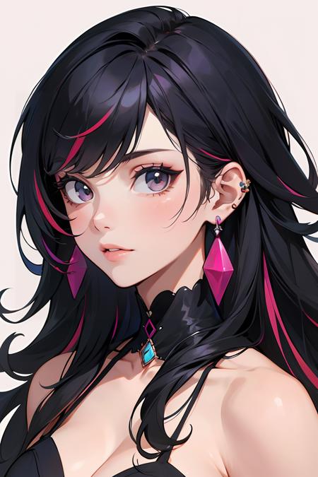 394450-4253124617-1 sexy girl , solo, black hair, long hair,earrings, jewelry, portrait, multicolored hair, looking at viewer,_lora_GoodHands-beta.png